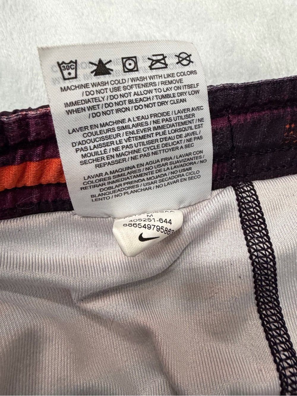 Nike Women’s M Purple Athletic Dri-Fit Running Shorts w/ Orange Trim & Zipper - Picture 8 of 8